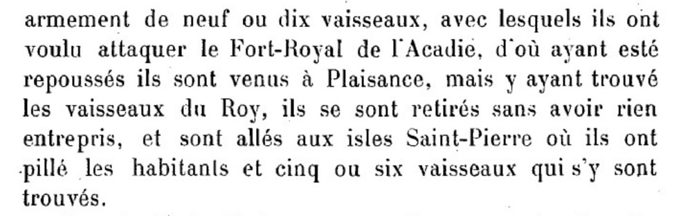 1703 – Attaque des établissements de Saint-Pierre