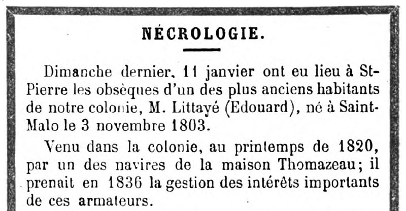1891 – Nécrologie Edouard Littaye