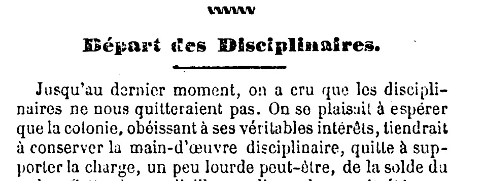 1891 – Départ des Disciplinaires
