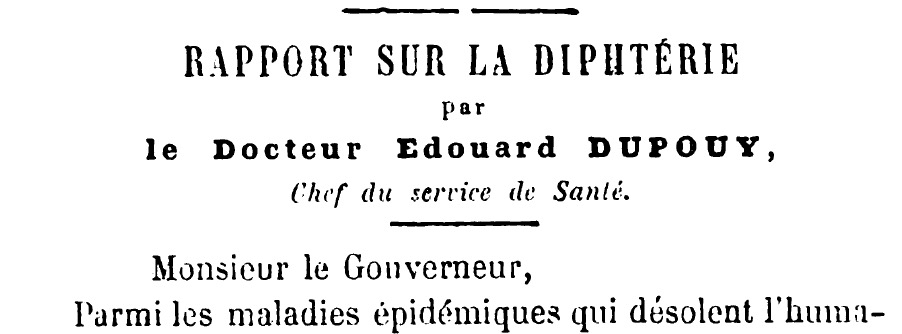 1891 – La diphtérie à Saint-Pierre