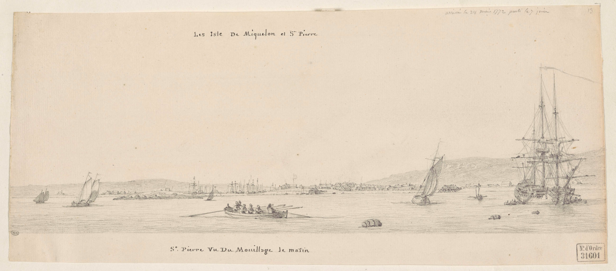 1772 – Dessin du port de Saint-Pierre par Pierre Ozanne