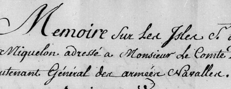 1764 – Mémoire des Isles St Pierre, Poulin de Courval