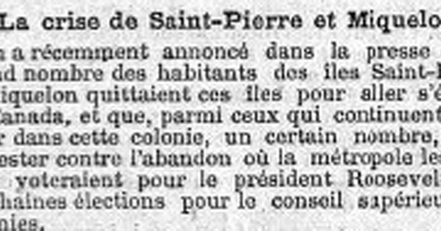 1906 – La crise de Saint-Pierre et Miquelon